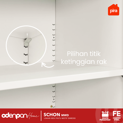 PIRA - SCHON 2P Lemari Pakaian Baju 2 Pintu Besi Pintu Swing
