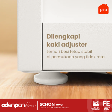 PIRA - SCHON 2P Lemari Pakaian Baju 2 Pintu Besi Pintu Swing
