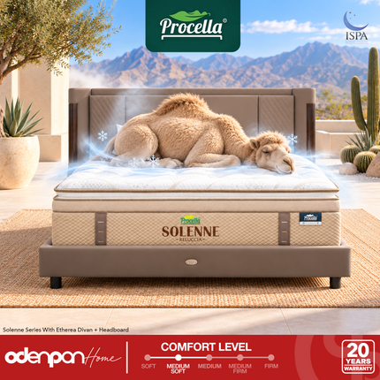 PROCELLA - SOLENNE Kasur 3 Zone Pocket Spring Bed With Camel Wool & Latex Euro Pillow Top