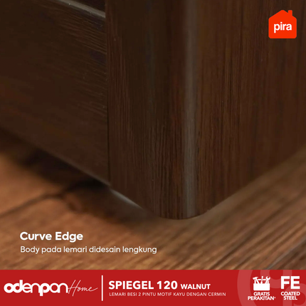 PIRA - SPIEGEL 120 Lemari Pakaian / Baju 2 Pintu Besi Sliding Motif Kayu