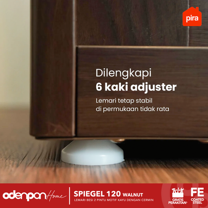 PIRA - SPIEGEL 120 Lemari Pakaian / Baju 2 Pintu Besi Sliding Motif Kayu