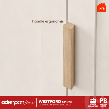 PIRA - WESTFORD 3P Lemari Pakaian / Baju 3 Pintu Gantungan Gamis Dengan Kaki
