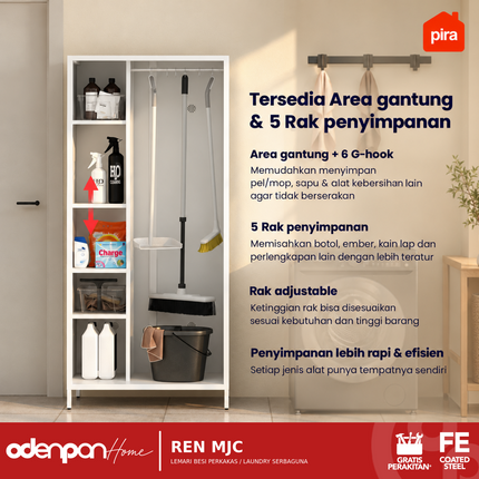 PIRA - REN MJC Lemari Besi Rak Perkakas Laundry Serbaguna Minimalis 1 & 2 Pintu
