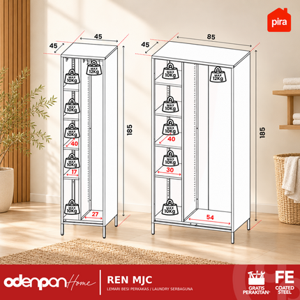 PIRA - REN MJC Lemari Besi Rak Perkakas Laundry Serbaguna Minimalis 1 & 2 Pintu