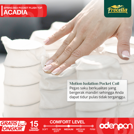 PROCELLA - ACADIA Kasur Pocket Spring Bed Plush Top Comfort
