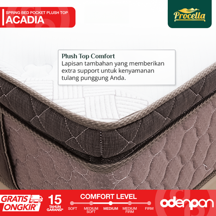 PROCELLA - SET ACADIA Kasur Pocket Spring Bed Plush Top ComfortV