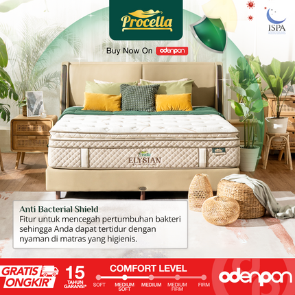 PROCELLA - SET ELYSIAN Kasur Pocket Spring Bed Euro Pillow Top Latex