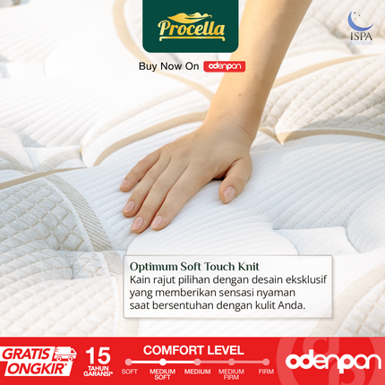 PROCELLA - ELYSIAN Kasur Pocket Spring Bed Euro Pillow Top Latex
