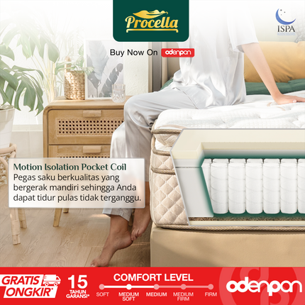PROCELLA - ELYSIAN Kasur Pocket Spring Bed Euro Pillow Top Latex