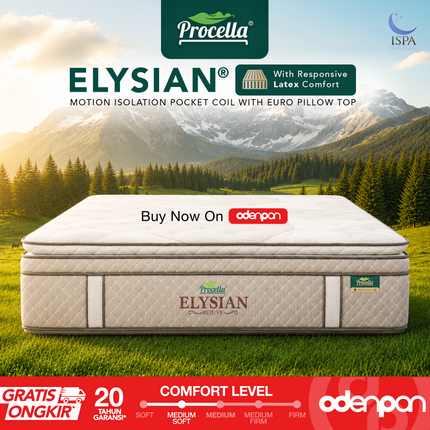 PROCELLA - SET ELYSIAN Kasur Pocket Spring Bed Euro Pillow Top Latex
