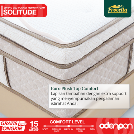 PROCELLA - SOLITUDE Kasur Pocket Spring Bed Memory Foam Plush Top