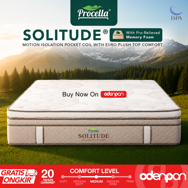 PROCELLA - SOLITUDE Kasur Pocket Spring Bed Memory Foam Plush Top