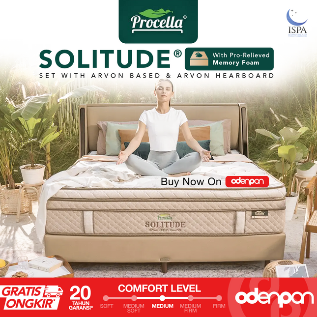 PROCELLA - SET SOLITUDE Kasur Pocket Spring Bed Memory Foam Plush Top