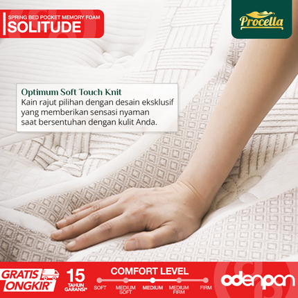 PROCELLA - SOLITUDE Kasur Pocket Spring Bed Memory Foam Plush Top