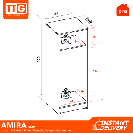 PIRA - AMIRA BL1P Baby Locker / Lemari Pakaian Anak 1 Pintu