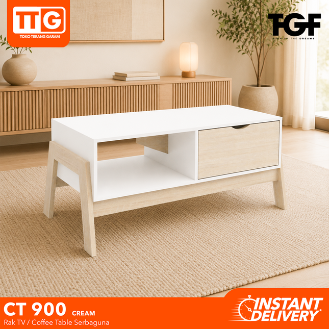 TGF - CT CREAM Meja / Rak TV 90 cm