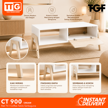 TGF - CT CREAM Meja / Rak TV 90 cm