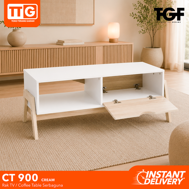 TGF - CT CREAM Meja / Rak TV 90 cm