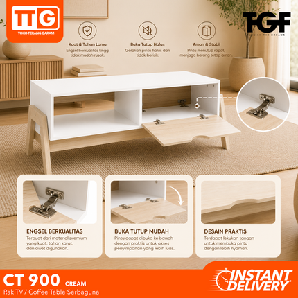 TGF - CT CREAM Meja / Rak TV 90 cm