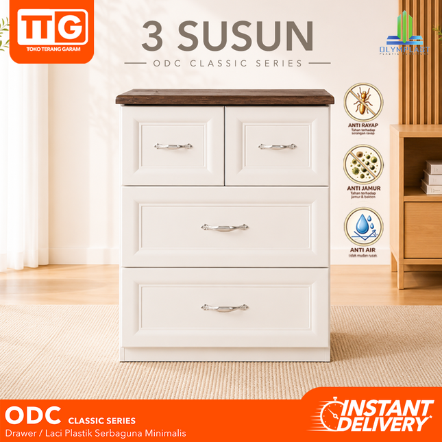 OLYMPLAST - ODC 03 CB Classic Drawer Cabinet Plastik Laci 3 Susun