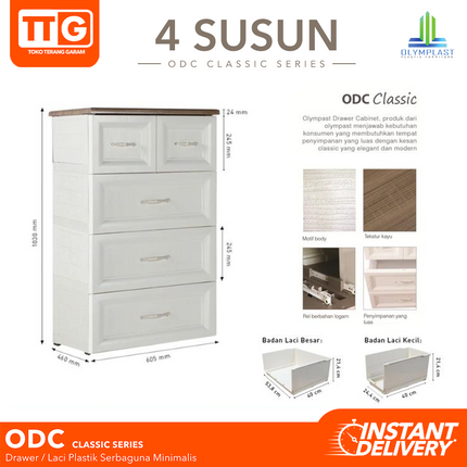 OLYMPLAST - ODC 04 CB Classic Drawer Cabinet Plastik Laci 4 Susun