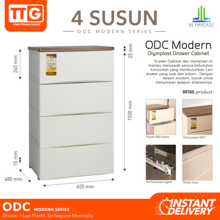 OLYMPLAST - ODC 04 MODERN Drawer Cabinet Plastik Laci 4 Susun