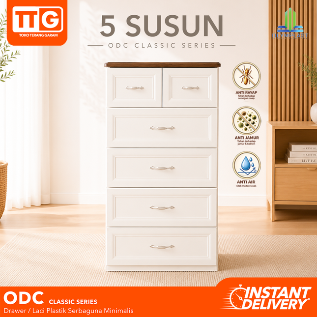 OLYMPLAST - ODC 05 CB Classic Drawer Cabinet Plastik Laci 5 Susun