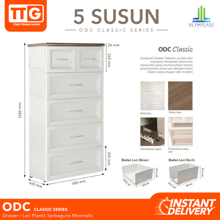 OLYMPLAST - ODC 05 CB Classic Drawer Cabinet Plastik Laci 5 Susun
