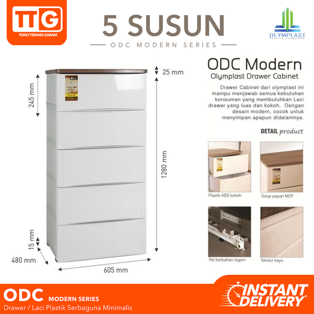OLYMPLAST - ODC 05 MODERN Drawer Cabinet Plastik Laci 5 Susun