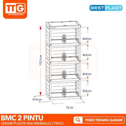 BESTPLAST - BMC 2P GOLD Lemari Pakaian Plastik 2 Pintu Dengan Cermin & Gantungan