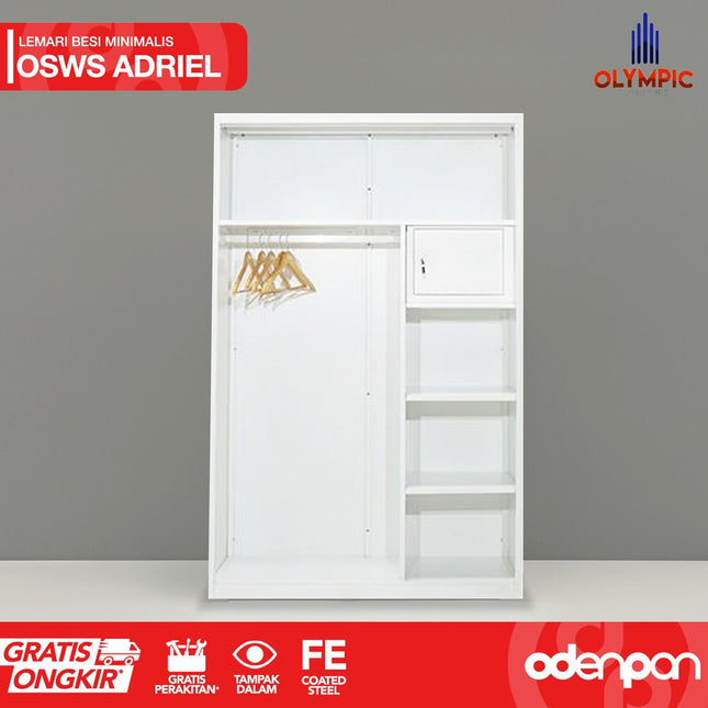 OLYMSTEEL - OSWS ADRIEL Lemari Pakaian Baju 2 Pintu Besi Sliding Dengan Cermin