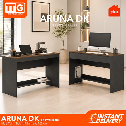 PIRA OX - ARUNA DK BROWN Meja Belajar / Kerja / Kantor Dengan Laci 120 cm
