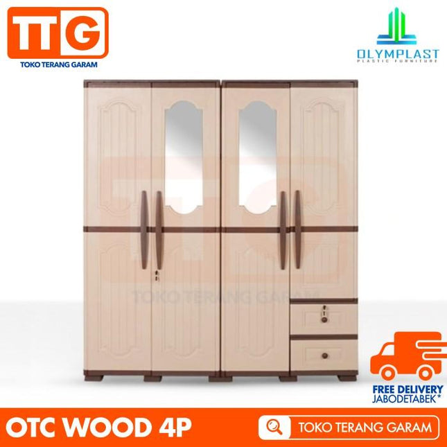 OLYMPLAST - OTC 4PL WOOD Lemari Pakaian Plastik 4 Pintu