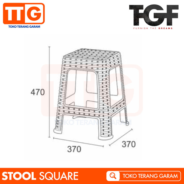 TGF - SQUARE STOOL Kursi Bangku Chair Bakso Dingklik Rattan Rotan
