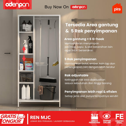 PIRA - REN MJC Lemari Besi Rak Perkakas Laundry Serbaguna Minimalis 1 & 2 Pintu