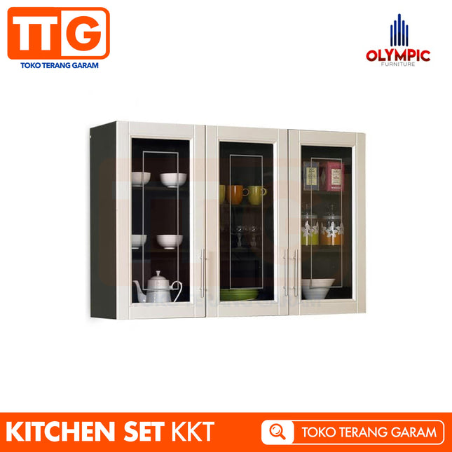 OLYMPIC - KKT Kitchen Set Gantung Mutiara Minimalis 3 Pintu Kaca