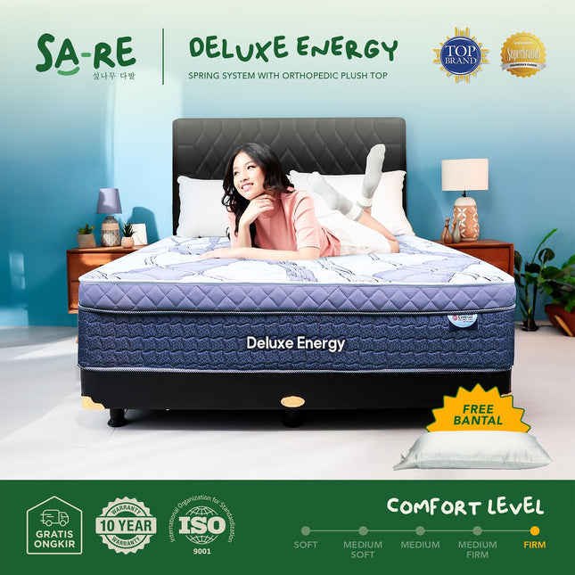 CENTRAL - DELUXE ENERGY Kasur Spring Bed Plush Top Orthopedic Spring System