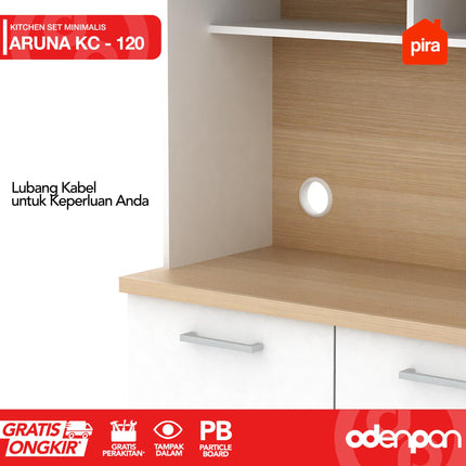 PIRA OX - ARUNA KC 120 Lemari Sayur / Rak Dapur / Kitchen Set Dengan Kaca 120 cm