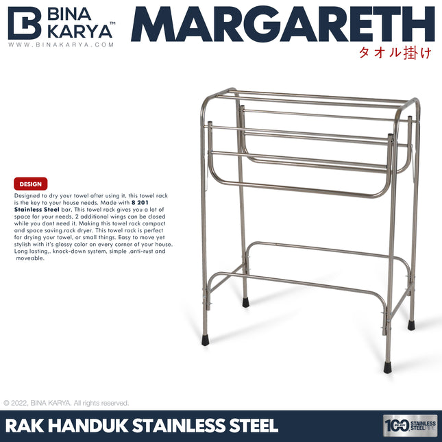 BINA KARYA - MARGARETH Rak Handuk Stainless Minimalis Dengan Sayap