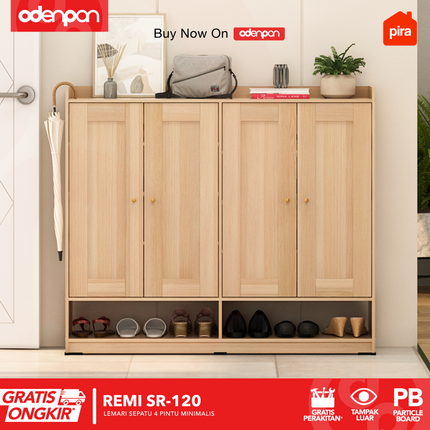 PIRA - REMI SR 120 Lemari / Rak Sepatu Besi Minimalis 4 Pintu