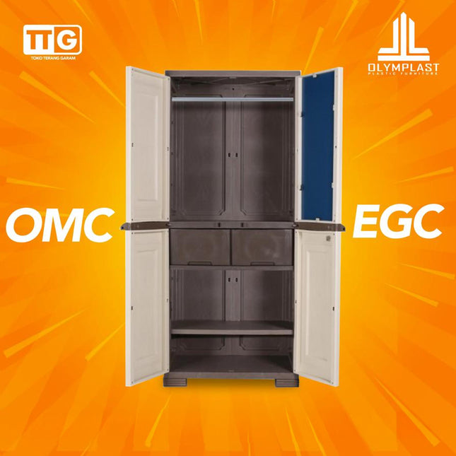 OLYMPLAST - OMC EGC Lemari Pakaian Plastik 2 Pintu Dengan Cermin