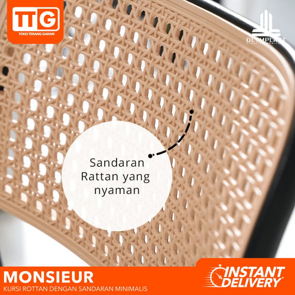 OLYMPLAST - MONSIEUR Kursi Cafe / Makan Dengan Sandaran Tumpuk Rattan