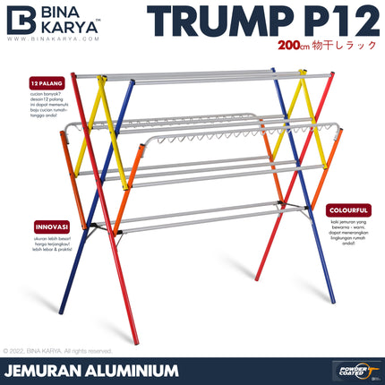 BINA KARYA - TRUMP P12 Jemuran Aluminium Jumbo Palang 12 200 cm