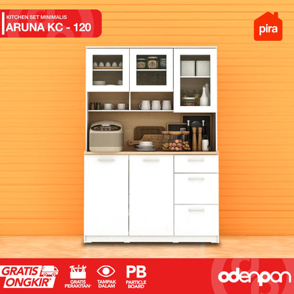 PIRA OX - ARUNA KC 120 Lemari Sayur / Rak Dapur / Kitchen Set Dengan Kaca 120 cm