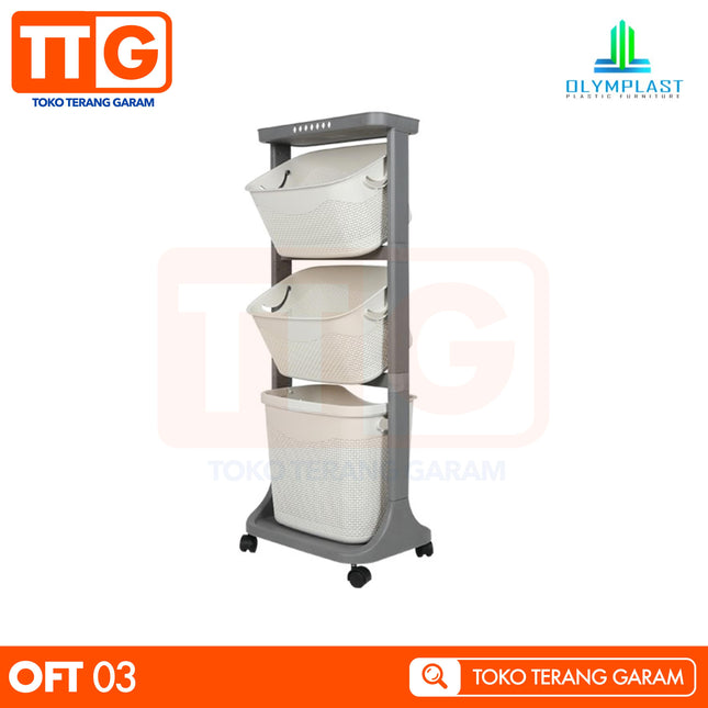 OLYMPLAST - OFT 03 Rak Trolley Plastik Keranjang Laundry Flexible