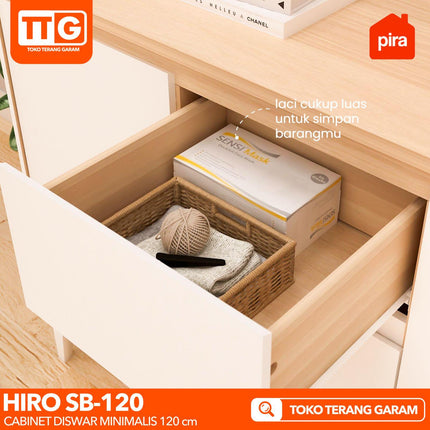 PIRA OX - HIRO SB120 Lemari Laci Cabinet Drawer Bufet Minimalis 2 Pintu 3 Laci Susun 120 cm