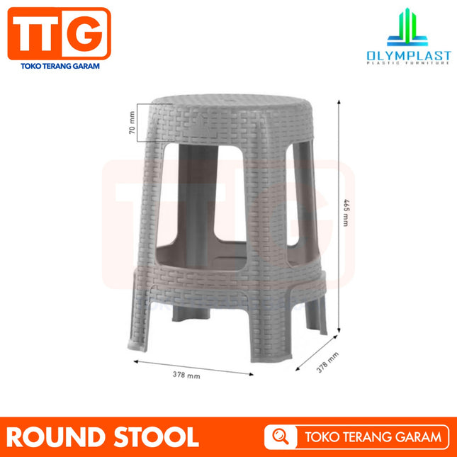 OLYMPLAST - ROUND STOOL Kursi Baso Plastik Rattan Bulat