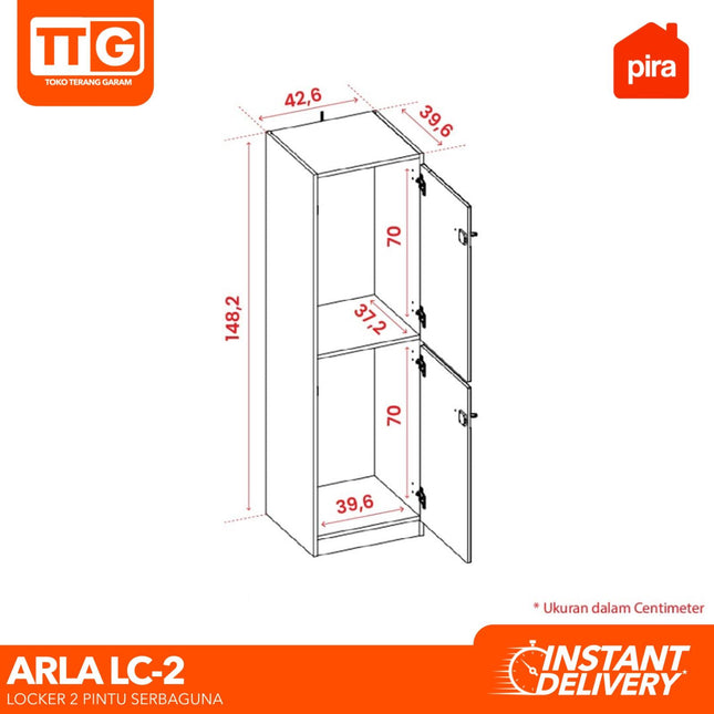 PIRA PRO DESIGN - ARLA LC2 Lemari Locker / Loker 2 Pintu Dengan Kunci Minimalis