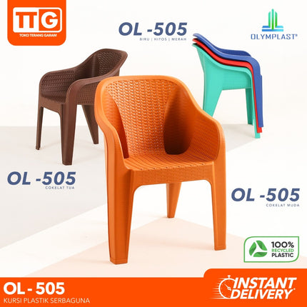 OLYMPLAST - OL 505 Kursi Plastik Motif Rattan Dengan Lengan