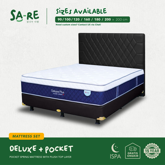 CENTRAL - SET DELUXE PLUS Kasur Spring Bed Pocket Spring Plush Top
